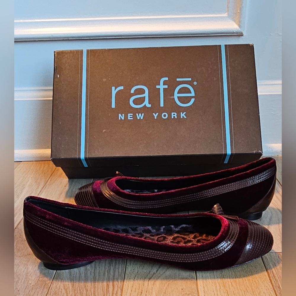 Rare New In Box Rafe Burgundy Velvet And Patent Leather Ballet!